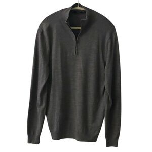 Theory Gray Lightweight Quarter Zip Sweater Size Large